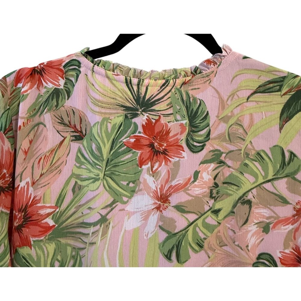 J Jill Tropical Floral Womens M Vacation Wear Lined Flowy 3/4 Sleeve Tunic GUC - Picture 8 of 8